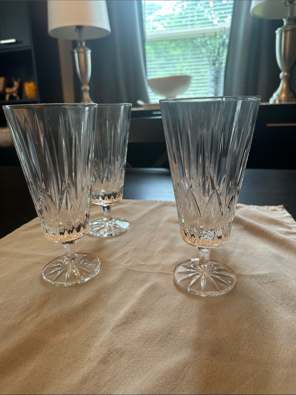 Crystal Cut Stemmed Glasses - Clear (Set of 4)
